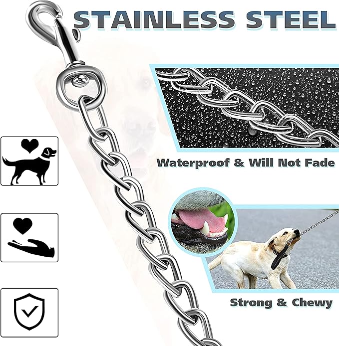 MOZETO Dog Collar Safety Clip, Stainless Steel Heavy Backup for Prong Collar, Dog Harness Collar Leash Connector (9 inches)