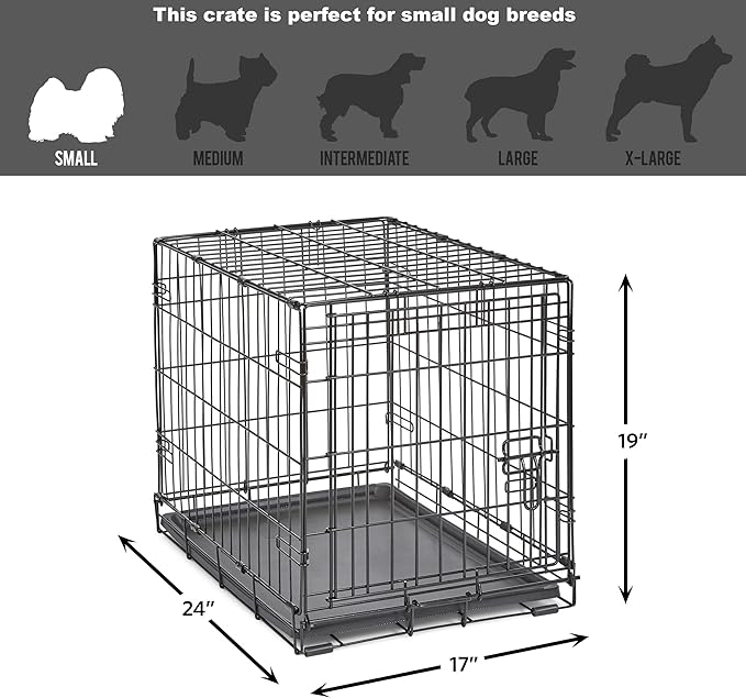 Midwest Homes for Pets 24-Inch New World Crate for Small Breeds, 12-20 lbs, Single Door Folding Dog Crate, Leak-Proof Tray & Secure Latch, Portable, Durable & Easy to Assemble