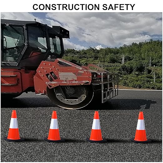 OrangeStar 8Pack 18" Orange Traffic Safety Cones, PVC Parking Cone Construction Cones w/Reflective Collar Heavy Duty Rubber Base for Driving Practice, Parking Lots and Roadwork