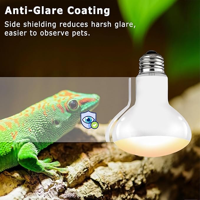 UVA Reptile Heat Lamp Bulb 100W - Basking Light for Bearded Dragons, Lizards, Tortoises, Chicks & Amphibians, Simulated Sunlight for Terrariums, Enhances Bone Strength & Overall Health
