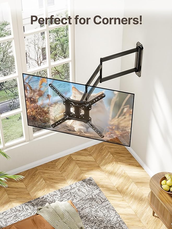 monTEK Long Arm TV Wall Mount for Most 23-65 Inch TVs, 37 Inch Long Extension TV Mount Swivel and Tilt, Full Motion Wall Mount Tv Bracket Fit Max VESA 400 x 400mm, Up to 77 lbs
