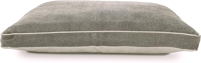 36" Gray and White Solid Stonewash Pillow Dog Bed with Removable Cover