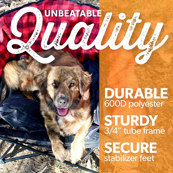 Kuma Outdoor Gear Lazy Bear Dog Bed with Carry Bag, Ultimate Portable Luxury Outdoor Dog Bed for Camping, Glamping & Outdoor Adventures (Sierra/Black)