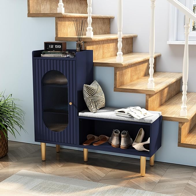 HLR Storage Bench Set of 2, L-Shaped Storage Cabinet