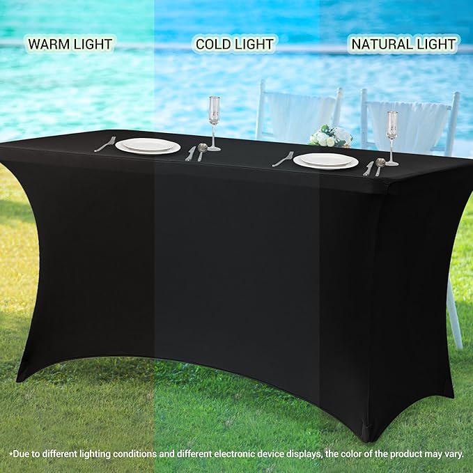 Obstal 6 Pack Stretch Spandex Table Covers for 8 Foot Tables - 8 FT Universal Rectangular Fitted Tablecloth Protector for Wedding, Banquet, Party (Aqua, 96 Length x 30 Width x 30 Height Inches)