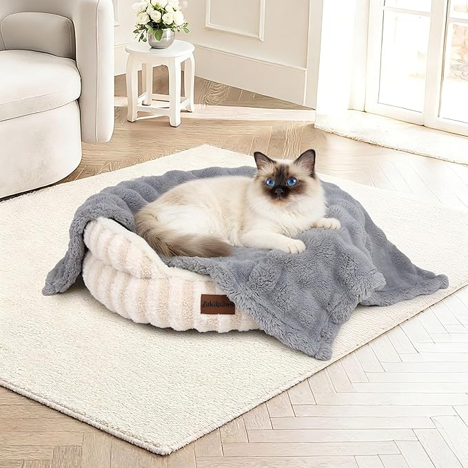 Dog Blankets Washable Pet Blanket - Fluffy Fuzzy Cat Puppy Blanket with Premium 300GSM 3D Fleece Bubble for Pet Kitten Doggy, Grey, 25x35IN