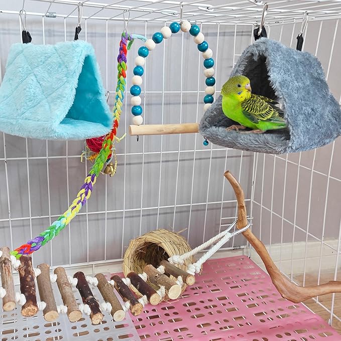 Tfwadmx 2Pcs Bird Tent Plush Hammock Hanging Warm Hut Nest for Cage 6.3''X5.1''X4.7'' Parrot Snuggle Sleeping Bed Hideaway Cave for Eclectus Parakeet Cockatiels Cockatoo Conure Lovebird