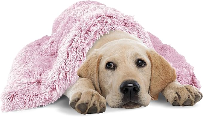 The Dog’s Blanket – Faux Fur Dog Blanket, Pink, Large, 28x42