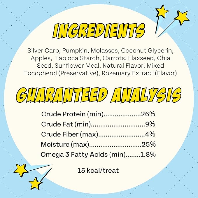 Chippin Dog Treats, Healthy Soft Chewy Treats with Fish Protein & Pumpkin, Grain Free Dog Treats for Training or Rewards for Small, Large Dogs, Natural Ingredients for Sensitive Stomach, 4 Pack