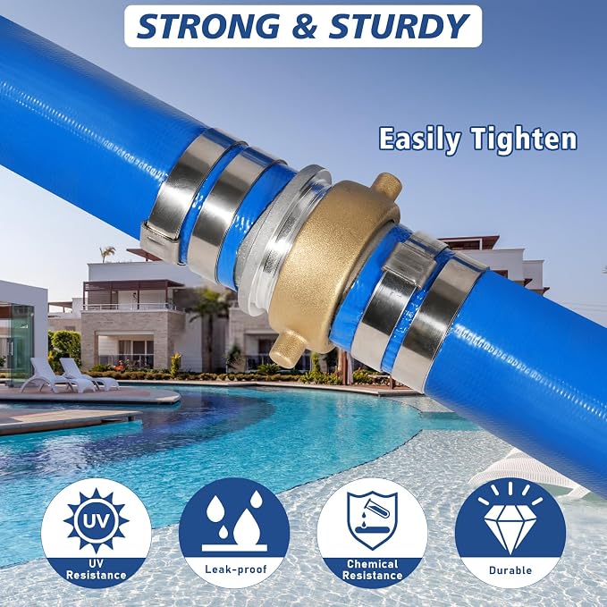 2" x 50 ft Backwash Hose for Swimming Pools, Heavy Duty PVC Lay Flat Water