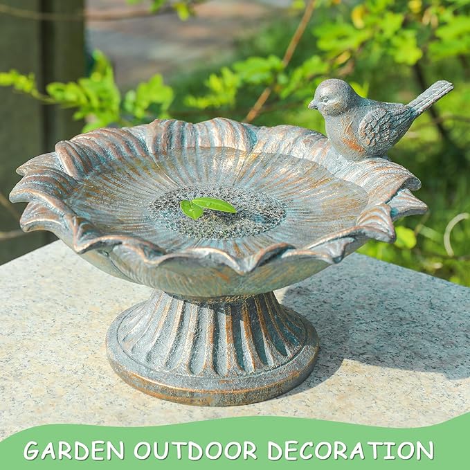 MUMTOP Bird Baths for Outdoors, Antique Outdoor Garden Birdbath Bowl Resin Bird Baths and Feeder with Vintage Bird Ornament for Outside Yard Table Decor