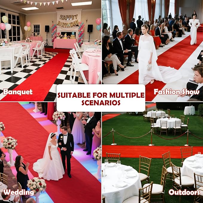 450 GSM Extra Thick Waterproof Red Carpet Runner for Events Decorations, 3X20 Ft Not Slip Red Runner Aisle Runway Rug for Wedding, Party, Banquet, Activity Entrance and Special Events Decorations