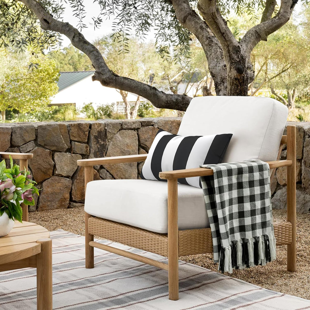 DYTXIII Pack of 2 Waterproof Outdoor Lumbar Pillow with Inserts, 12x20 in Rectangle Decorative Patio Throw Pillow for Home, Sofa,Bench and Patio Furniture, Cabana Black