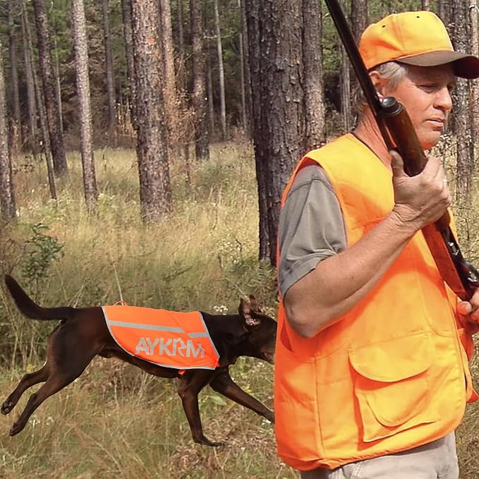Orange Reflective Dog Vest for 3XLarge Breeds,High Visibility Dog Safety Vest Harness with Removable Bell Keep Safe from Hunting, Training & Cars Accidents