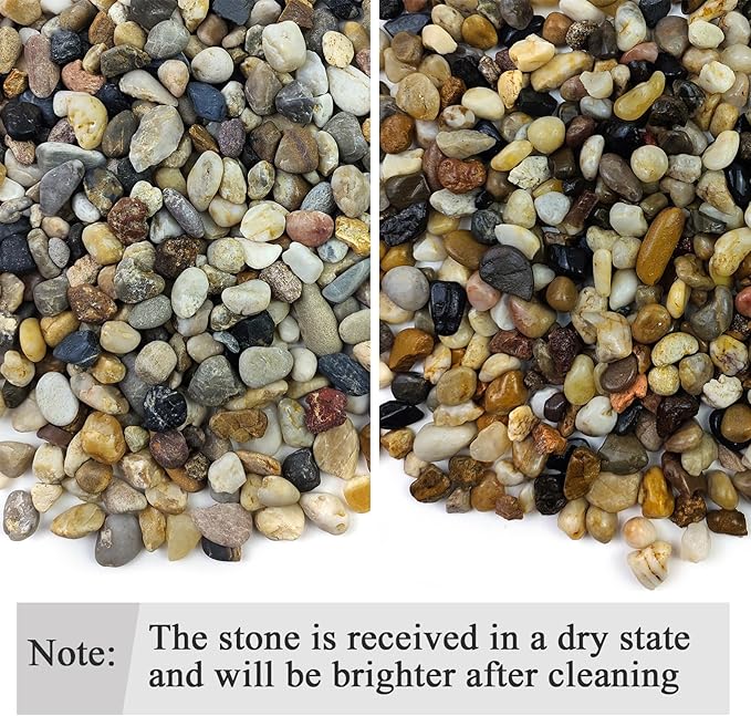 20 lbs Pea Gravel Pebbles for Indoor Plants, 2/5 Inch Mixed Color River Rocks for Aquarium, Succulent, Vase, Bonsai, Garden, Plant Soil Cover and Outdoor Landscaping Rocks