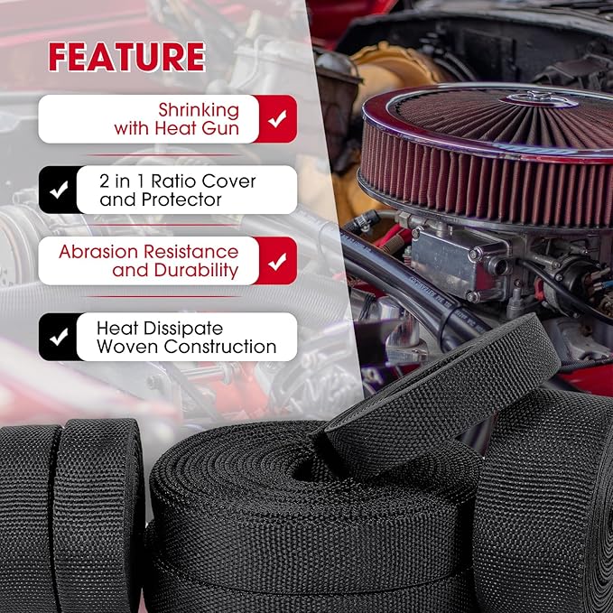 2 in 1 Heat Shrink Braided Sleeving Fabric Tubing-Ideal fit Irregular Shape Hose/Cable/Wire (3/4"(19mm), 32FT)