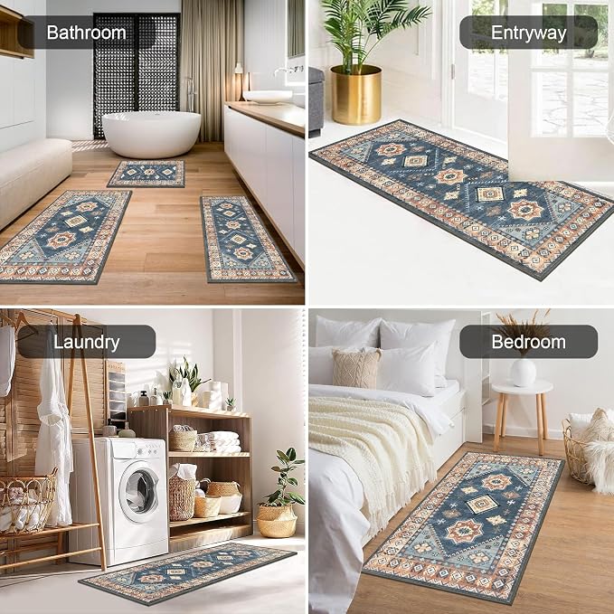HEBE Boho Kitchen Rug Sets 3 Piece