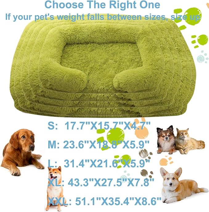 Dog Beds Large Sized dog Orthopedic, Sofa Dog Bed with Waterproof Lining and Nonskid Bottom, Rectangle Washable Dog Bed for Medium Small Dogs and Cats Comfortable ( Color : Green , Size : 51 x 35" )