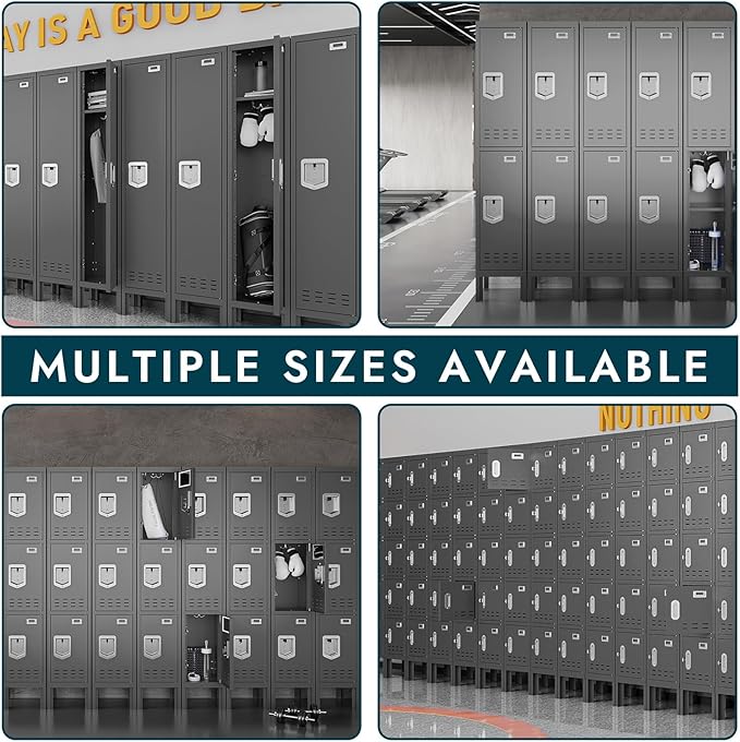 Metal Lockers - 66" Height Steel Lockers for Employees with 5 Door Storage Locker with Card Slot for Employees Gym School Home Office Garage - Assembly Required