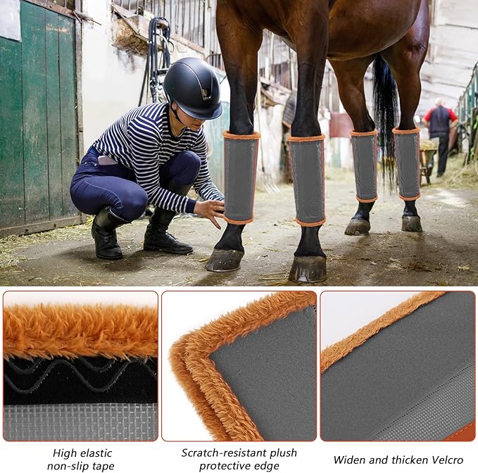 Fly Boots for Horses. Horse Fly Boots Set of 4. Adjustable Horse Fly Boots Stops Stomping Fly Leg Wraps for Horses,