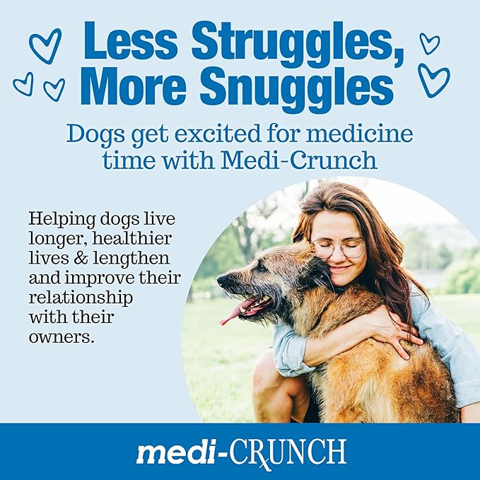 Medi-Crunch Pill Pouches for Dogs, Peanut Butter Dog Pill Treats for Capsules & Tablets, Crunchy Pill Pocket Alternative for Picky Eaters, Hypoallergenic Low Sodium Vet Recommended, 60 Treats