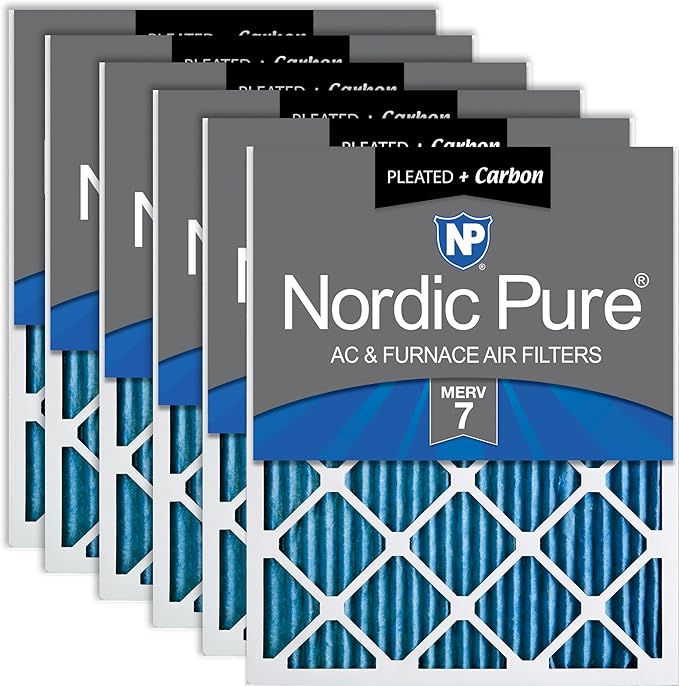 Nordic Pure 14x30x1 Pleated Air Filters MERV 7 Plus Carbon 6 Pack