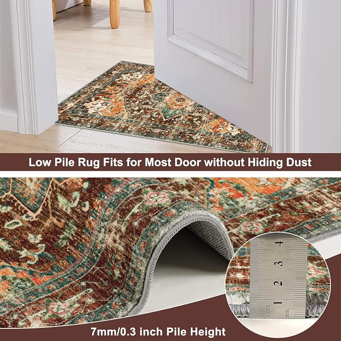 Yamaziot Washable Runner Rug, 2x4 Non-Slip Boho Vintage Hallway Rug Runner