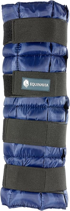 Equinavia Cool Relief Therapy Ice Boots Leg Wraps for Horses, Gel Pack with Adjustable Straps | 16.5" x 15.5" Single - Navy Blue - Single - One Size