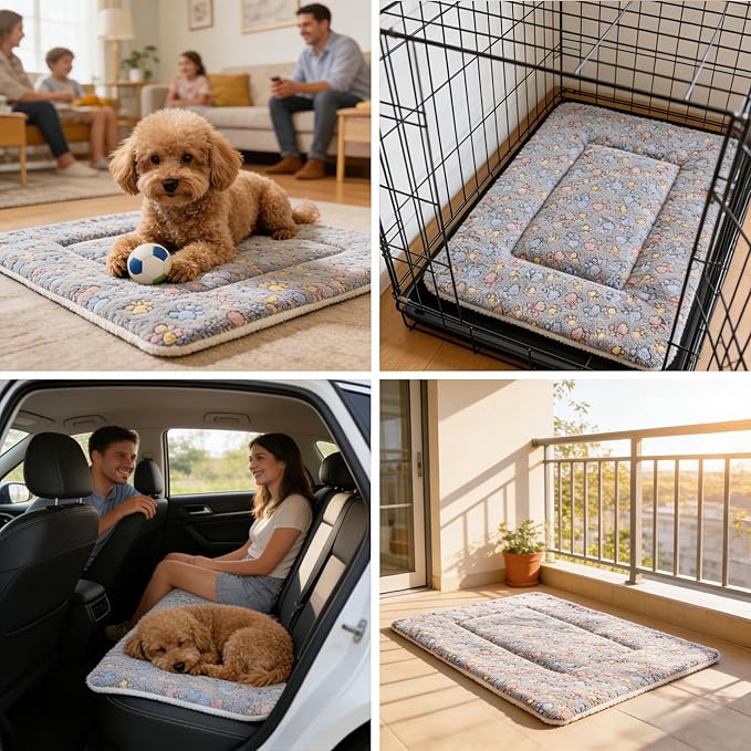 JMGBird Large Dog Bed - 39x27.5 Inch Cotton Pet Sleeping Mat with Bolster for Large Breeds