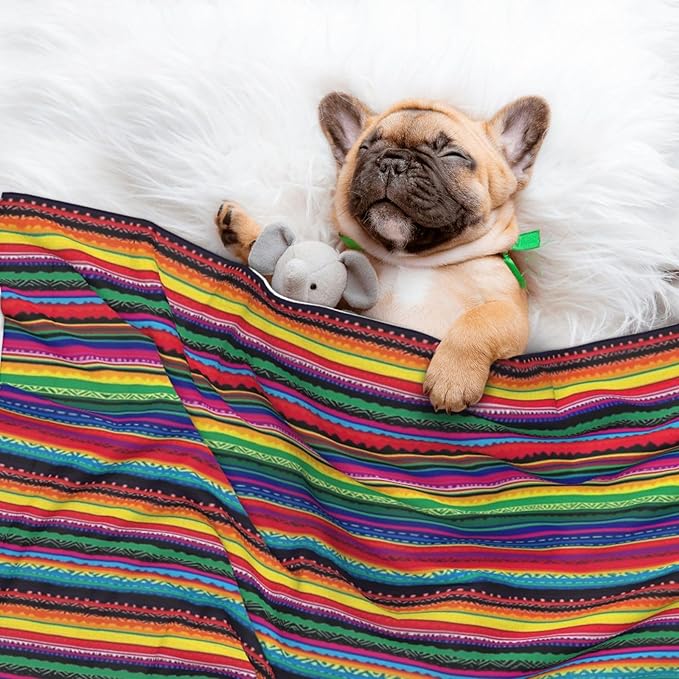 Boho Throw Blanket - Mexican Colorful Striped Blanket for Dog Cat Pet Blankets 40x30 for Couch Sofa Bed