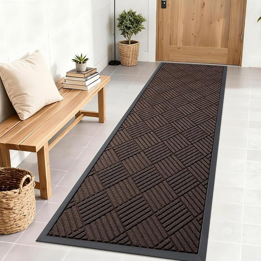 OLANLY Front Door Mat Outside Entrance 71x23, Heavy Duty Sturdy Natural Rubber
