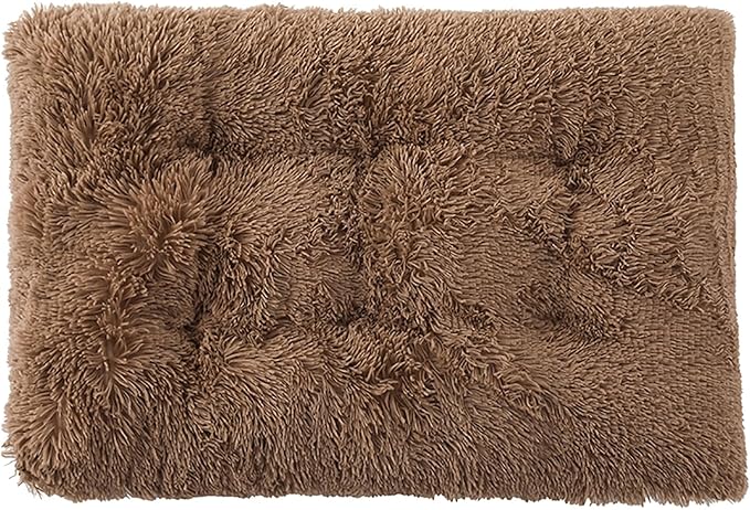 Dog Crate Mat, Dog Bed for Large Dogs, Comfy Fluffy Kennel Pad Anti-Slip for Dog beds & Furniture, Quilted Dog Bed for Pets for Medium/Small Dogs Cats (Color : Khaki, Size : 25x18)