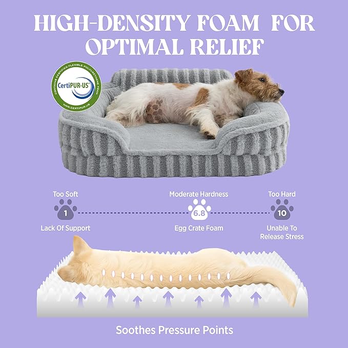 LE SURE Cute XL Dog Beds, Orthopedic Waterproof Dog Bed for Extra Large Dogs, Non-Slip Bottom and Egg-Crate Foam Big Pet Couch Sofa with Washable Removable Cover, Grey