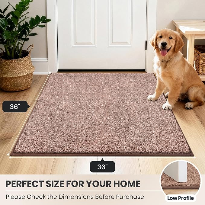 PURRUGS Dirt Trapping Door Mat 36" x 36", Non-Slip Machine Washable Entryway Rug