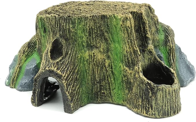 JIHAQUA Resin Large Turtle Tank Accessories Reptile Hideouts Cave Habitat Decor for Gecko Leopard Lizards Toad
