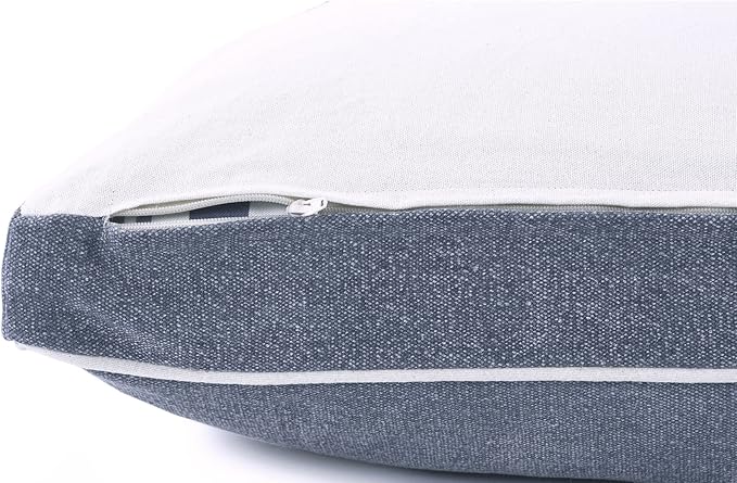 36" Blue and White Solid Stonewash Pillow Dog Bed with Removable Cover