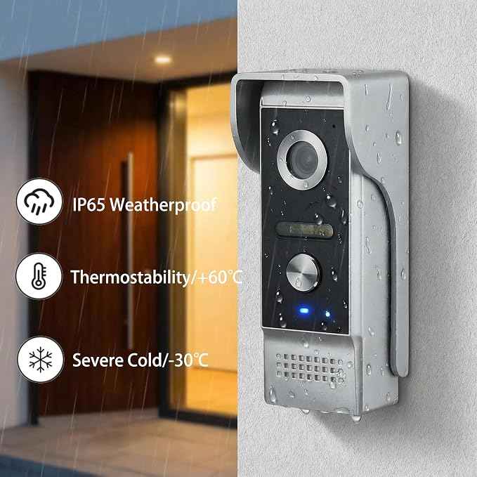 7-Inch Touchscreen Video Doorbell & Indoor Display Set. Wired via 4-Core Cable