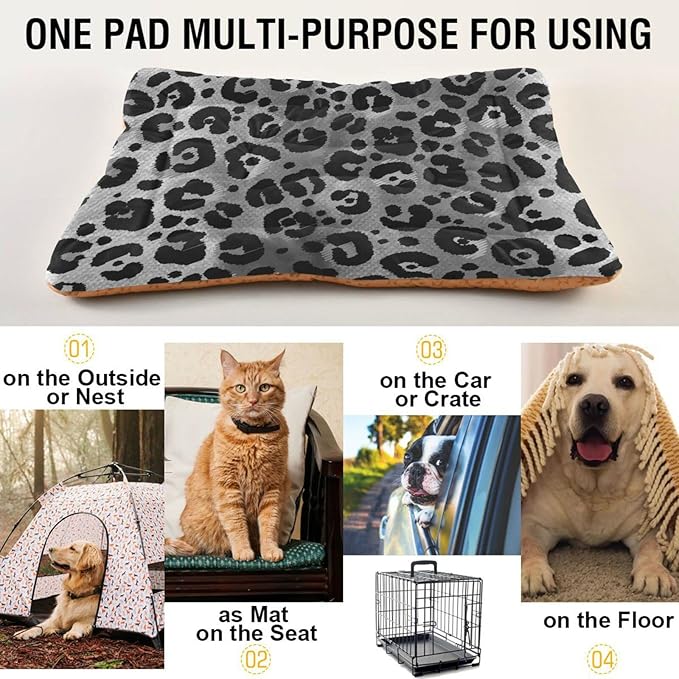 Pet Bed Leopard Print Dog Bed Mat Absorbing Non Slip Pad Pet Sleeping Mat for Small, Medium, and Large Dogs Puppy Cat 36 in x 24 in