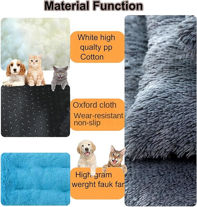 Dog Crate Mat, Dog Bed for Large Dogs, Comfy Fluffy Kennel Pad Anti-Slip for Dog beds & Furniture, Quilted Dog Bed for Pets for Medium/Small Dogs Cats (Color : Blue, Size : 43x29)