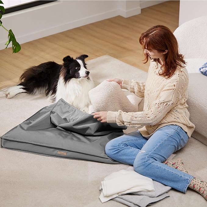 LE SURE Waterproof Dog Bed Cover Replacement Washable - XL Size for Pet Mat 44x32x3 Inches, Grey