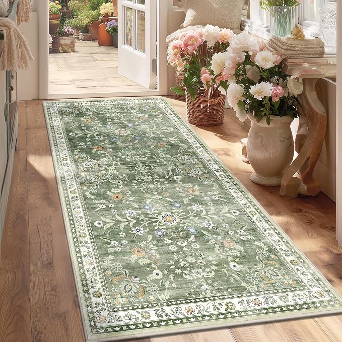 Yamaziot Washable Runner Rug 3x6 – Floral Non Slip Boho Hallway Runner Rug