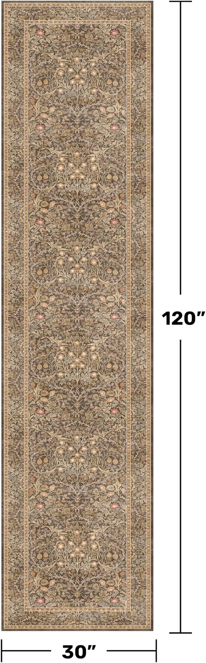 Brown 2'6" x 10' Hallway Runner Rug Non Slip