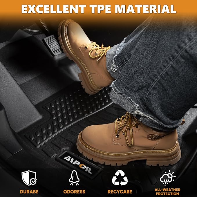 AIPOIL® Floor Mats & Cargo Liner Set for 2025 Mazda CX50 Hybrid All Weather Protection TPE Anti-Slip Automotive Full Set Custom Car Mats CX-50 Hybrid Accessories - Black
