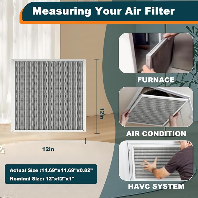12x12x1 Reusable Air Filter, MERV 8, Permanent Electrostatic Air Filter