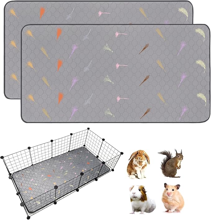 2Pcs Guinea Pig Cage Liners,Guinea Pig Fleece Cage Liners24''X48'' Super Absorbent Washable Pee Pads Reusable for Rabbit Hamster Chinchilla