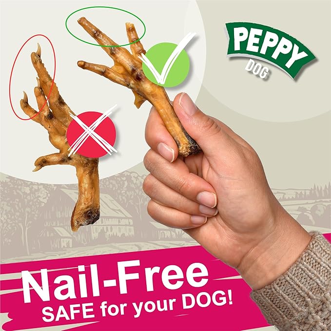 All Natural Chicken Feet Dog Treats (50 pcs) | Dehydrated for Freshness | Supports Joint Health with Glucosamine and Chondroitin | Promotes Dental Hygiene | Perfect for Small and Medium Dogs