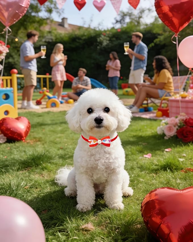 PET SHOW 50 Pack Valentines Day Adjustable Puppy Cats Small Dogs Bow Ties Collar for Holiday Party Bowties Neckties Pet Grooming Accessories Assorted Randomly