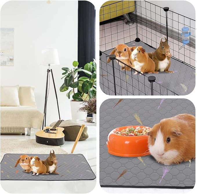 2Pcs Guinea Pig Cage Liners,Guinea Pig Fleece Cage Liners48''X60'' Super Absorbent Washable Pee Pads Reusable for Rabbit Hamster Chinchilla