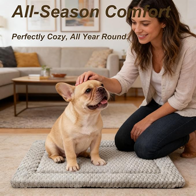 Dog Bed Mat - Soft Crate Pad for Kennel, Durable Pet Bed for Small Dogs & Cats - Comfort Support for Pet Crate, Cage, House