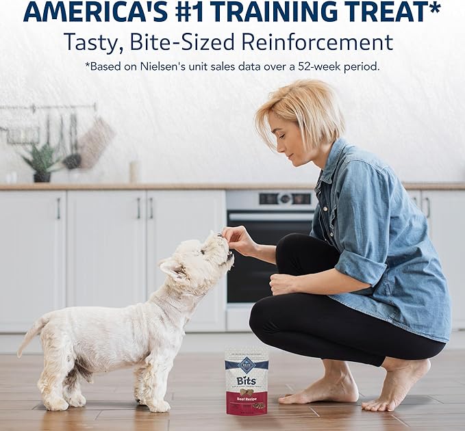 Blue Buffalo Bits Soft Dog Treats for Training, Made with Natural Ingredients & Enhanced with DHA, Beef Recipe, 19-oz Bag (Pack of 4)